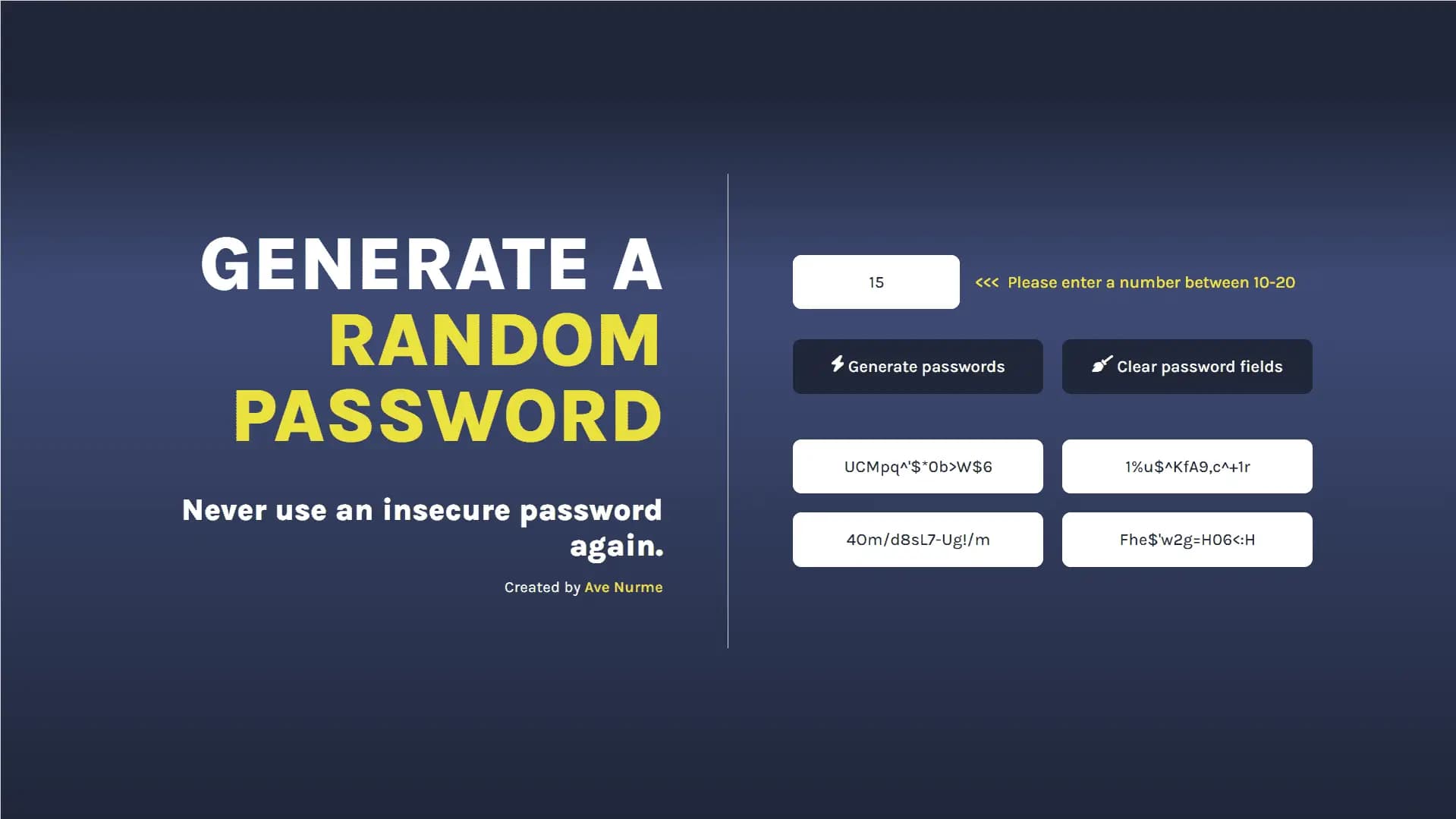 Random Password Generator