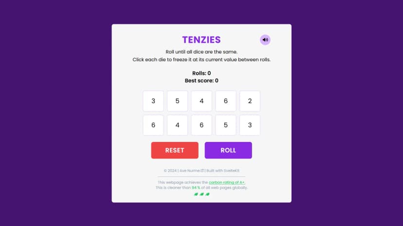 Tenzies App Screenshot